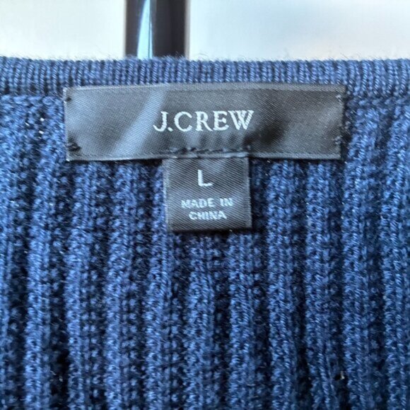 J. Crew Navy Blue Cashmere-Cotton Blend Scoop Neck Short Sleeve Sweater - Size L - Picture 3 of 8